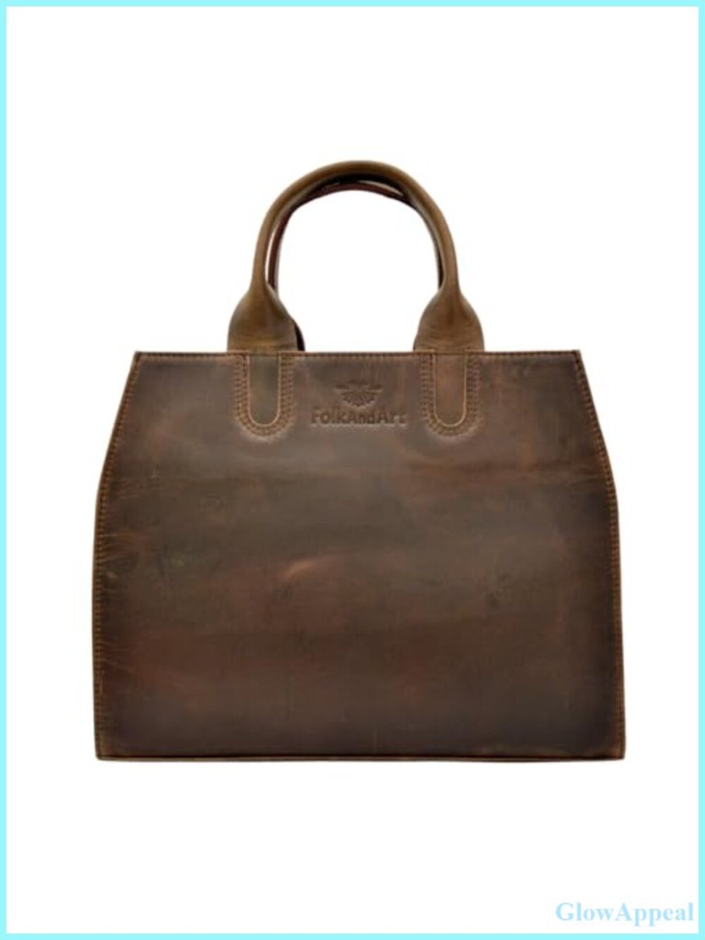 Full-Grain Buff Leather Tote Bag Handmade Hobo Shoulder Bag with Velvet Lining